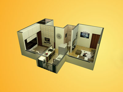 1 bhk 3d view